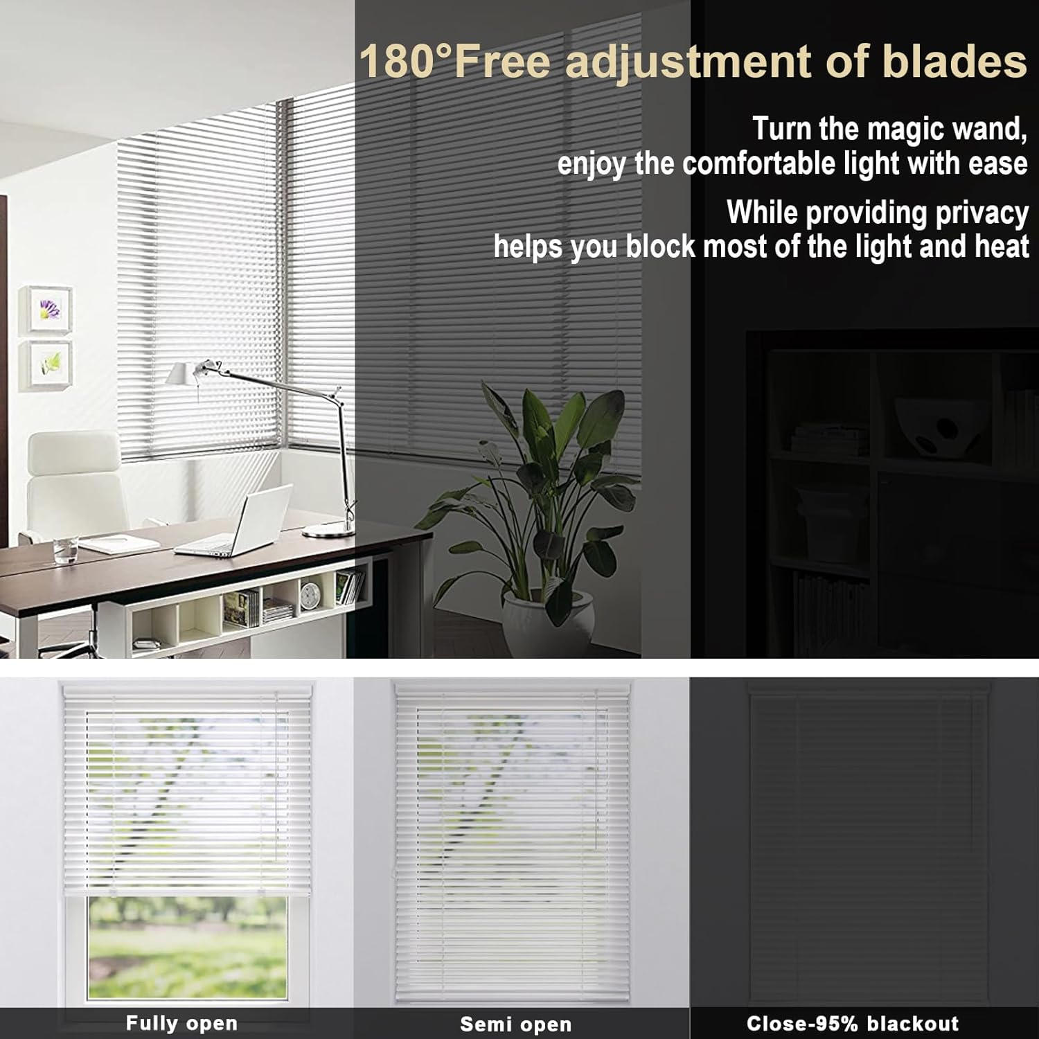 Cordless 1 Mini Blinds Suitable for 32.5 W x 64 H Windows Darkening Waterproof Aluminum Heat Resistant Horizontal Window Blinds & Shades Hidden Install for Bedroom,Kitchen,Bathroom